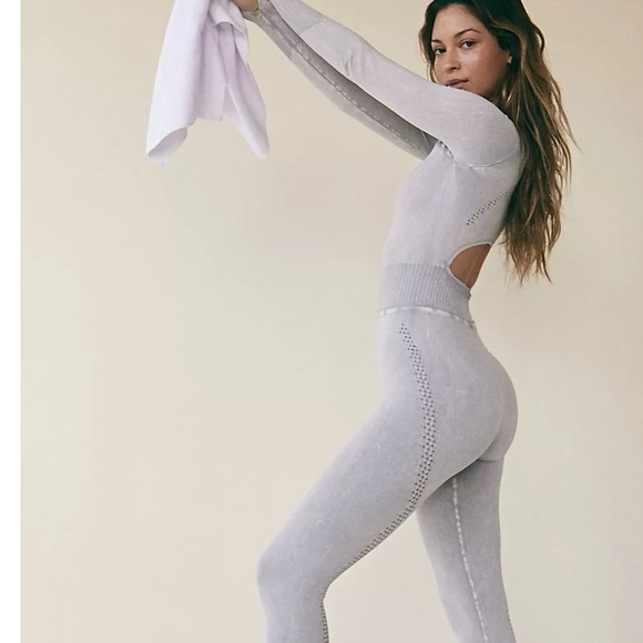 Free People Pants - NWOT Free People Good Karma Long-Sleeve Onesie in Ice Grey Size XS/S(0-6)